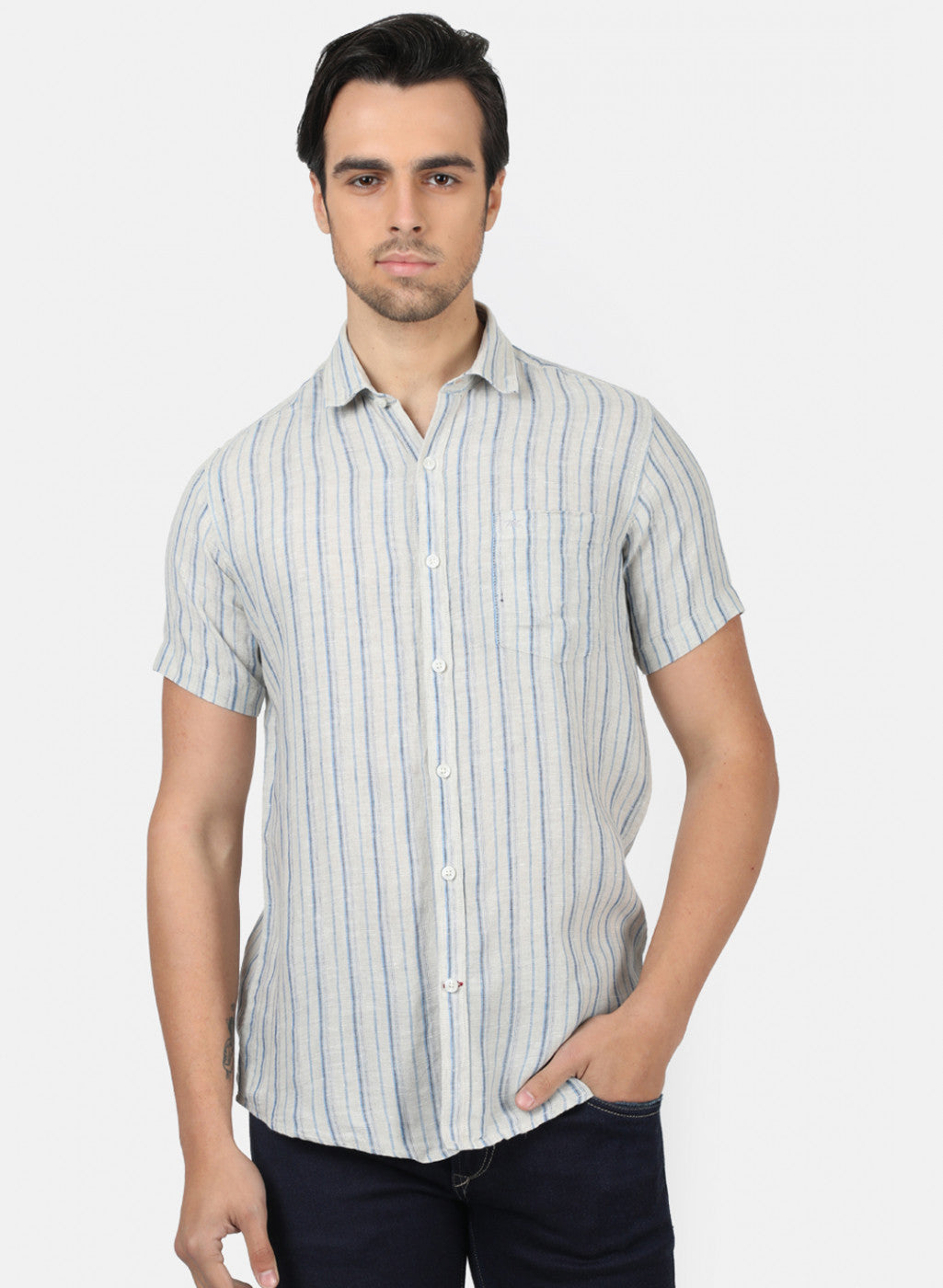 Buy Men Off White Stripe Shirts Online in India - Monte Carlo