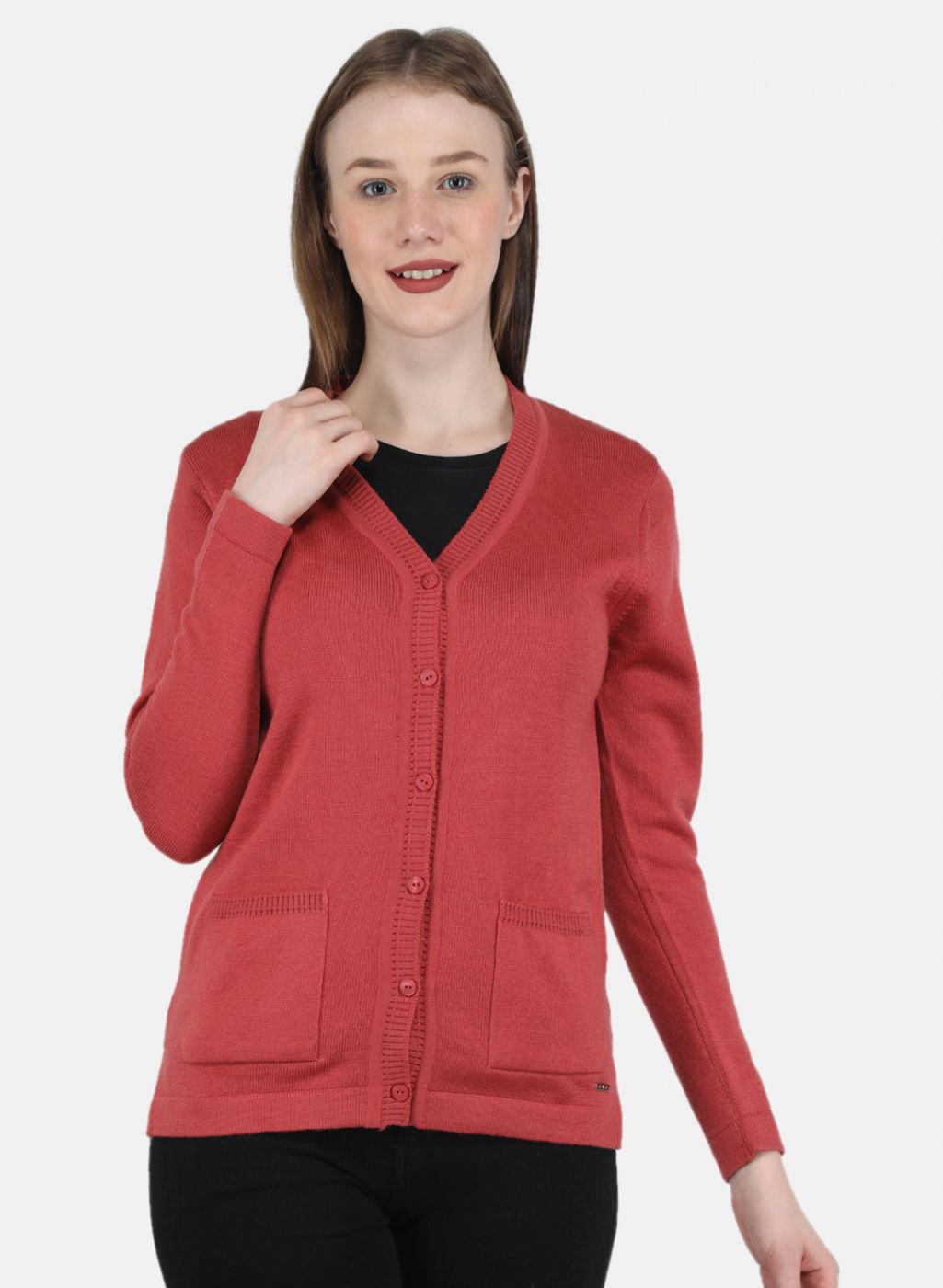 Buy Women Red Solid Cardigan Online in India - Monte Carlo