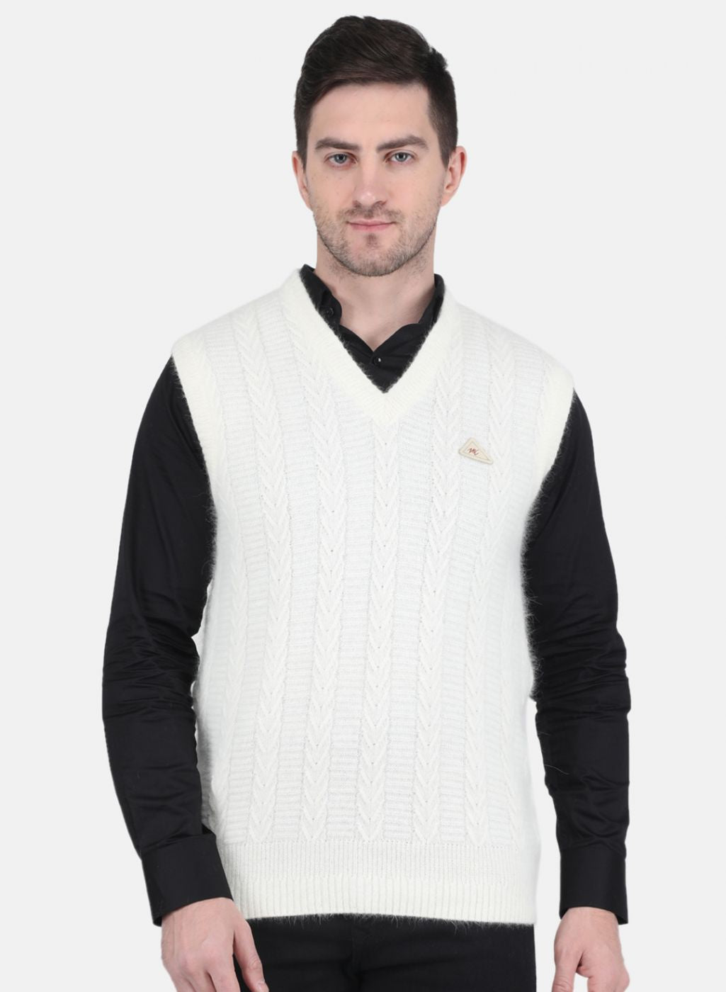 White v neck sweater on sale mens