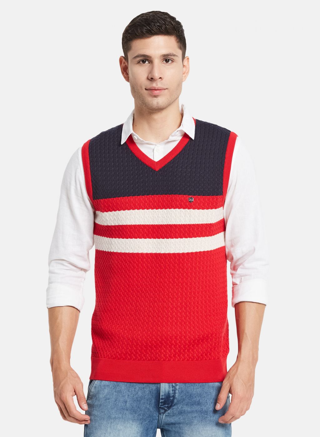 Buy Men Red Self Design Sweater Online in India Monte Carlo