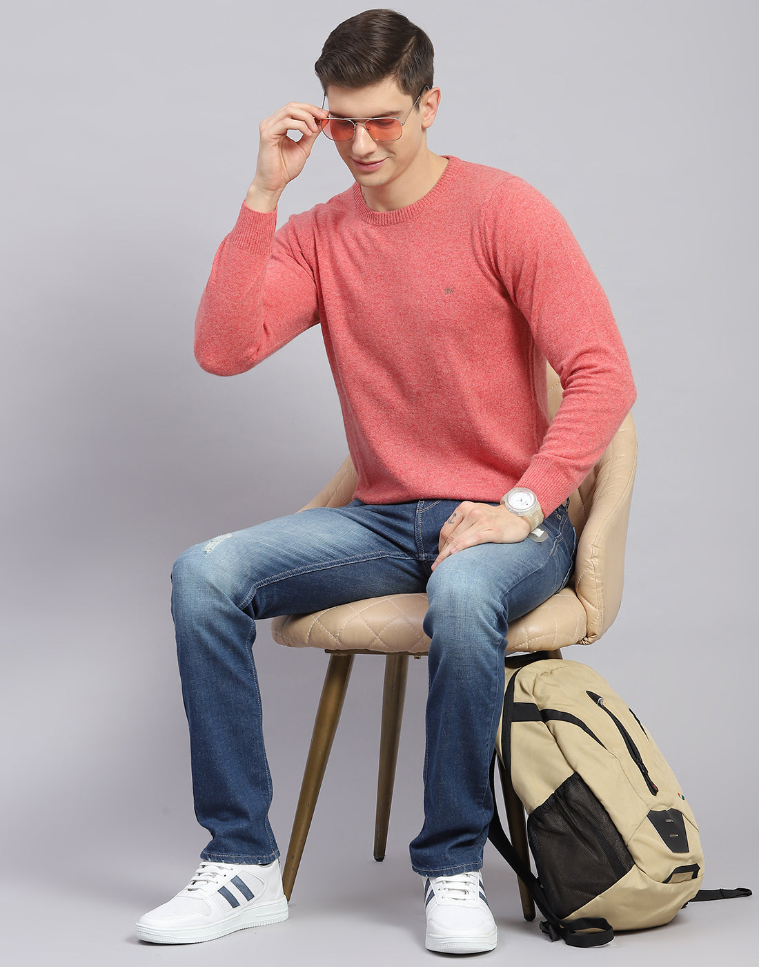 Buy Men Pink Solid Round Neck Full Sleeve Sweater Online in India - Monte  Carlo