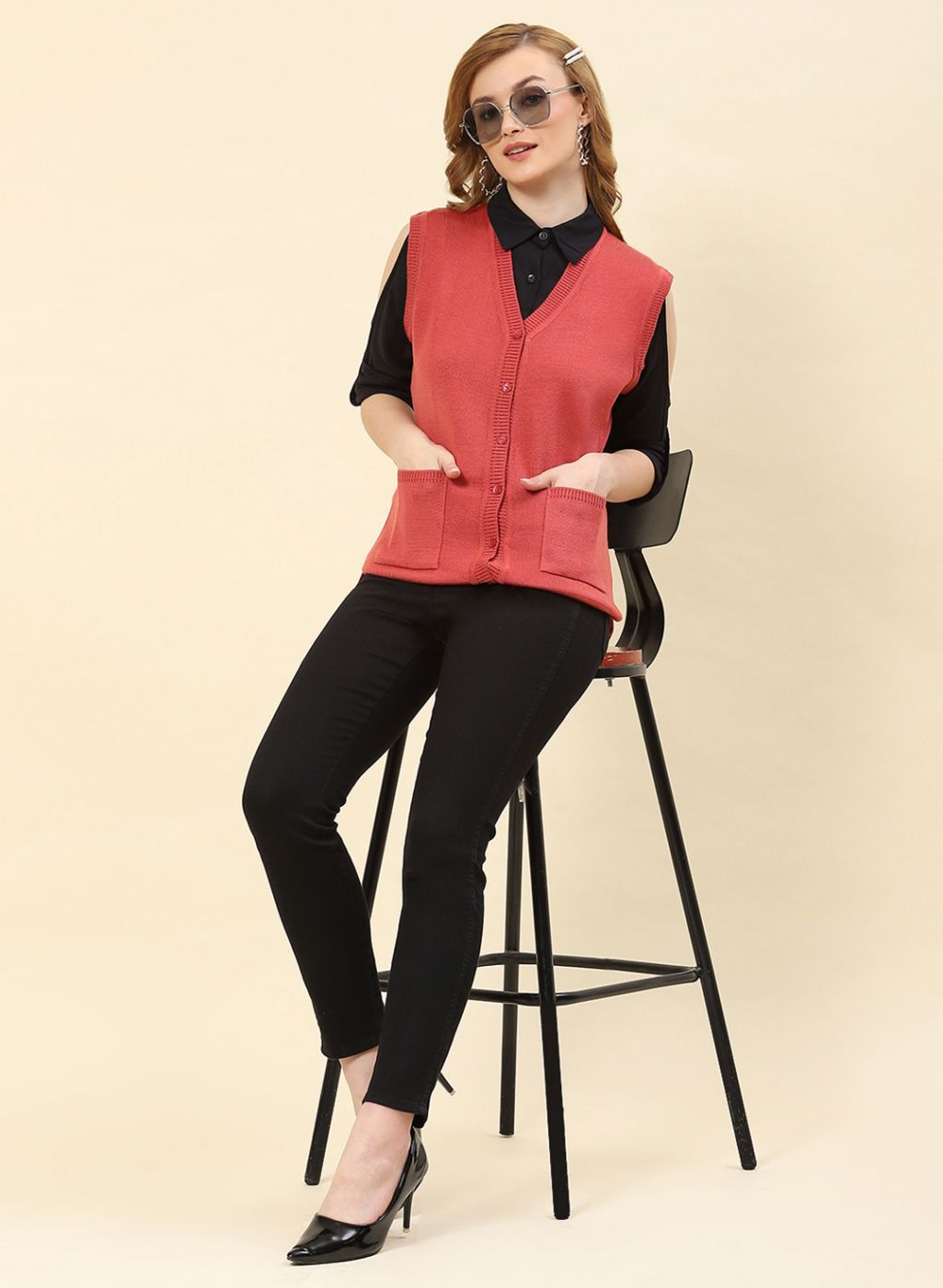 Buy Women Red Solid Cardigan Online in India - Monte Carlo