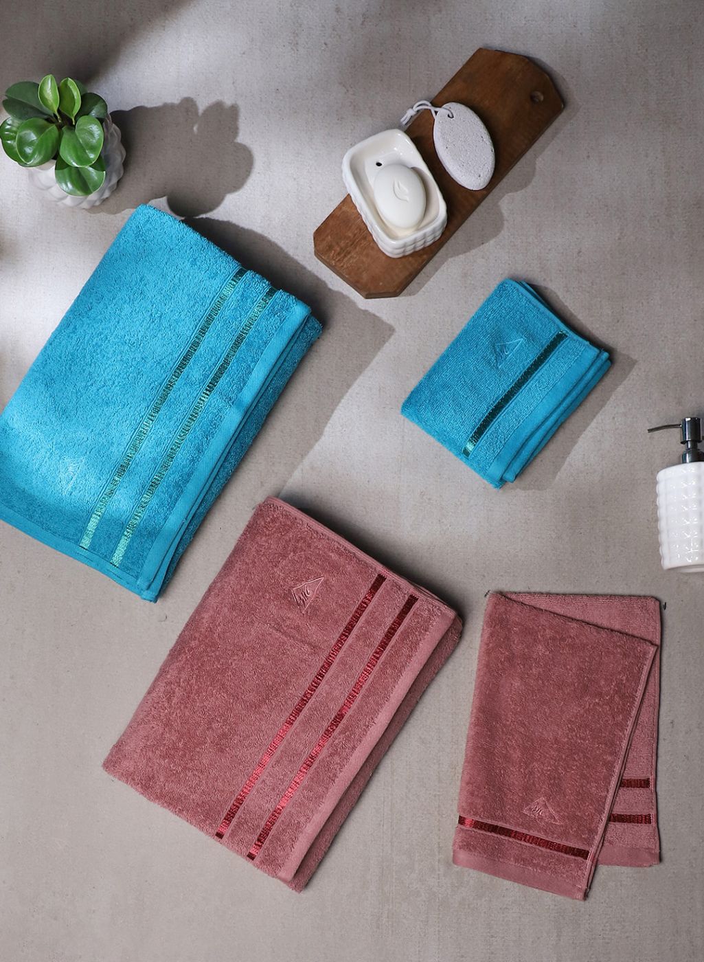 Blue and store brown towels