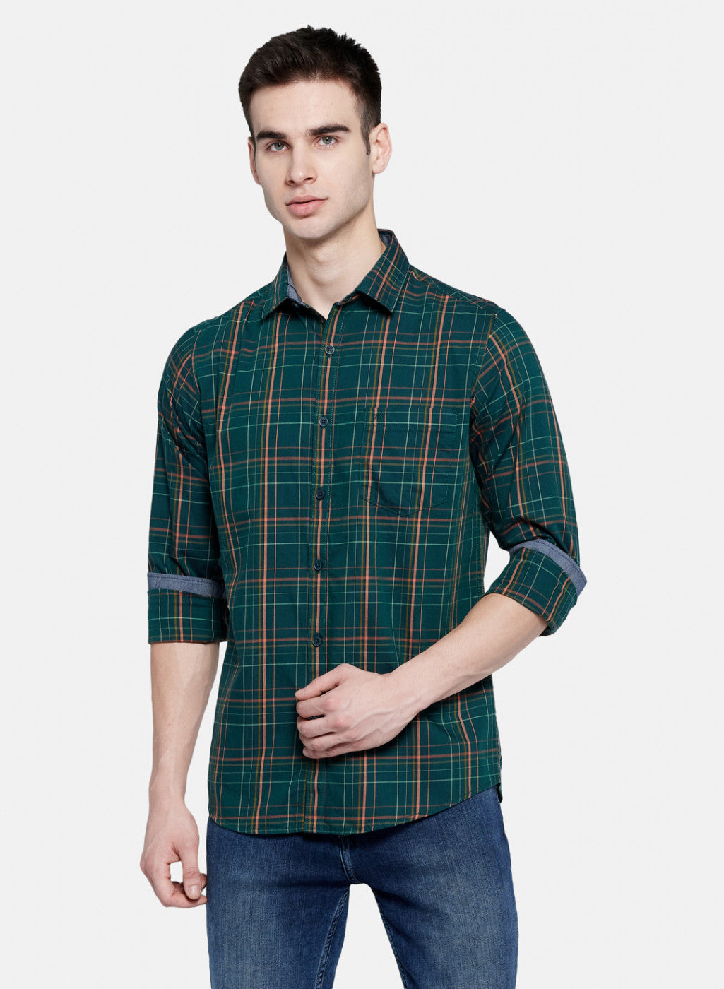 Dark green clearance check shirt