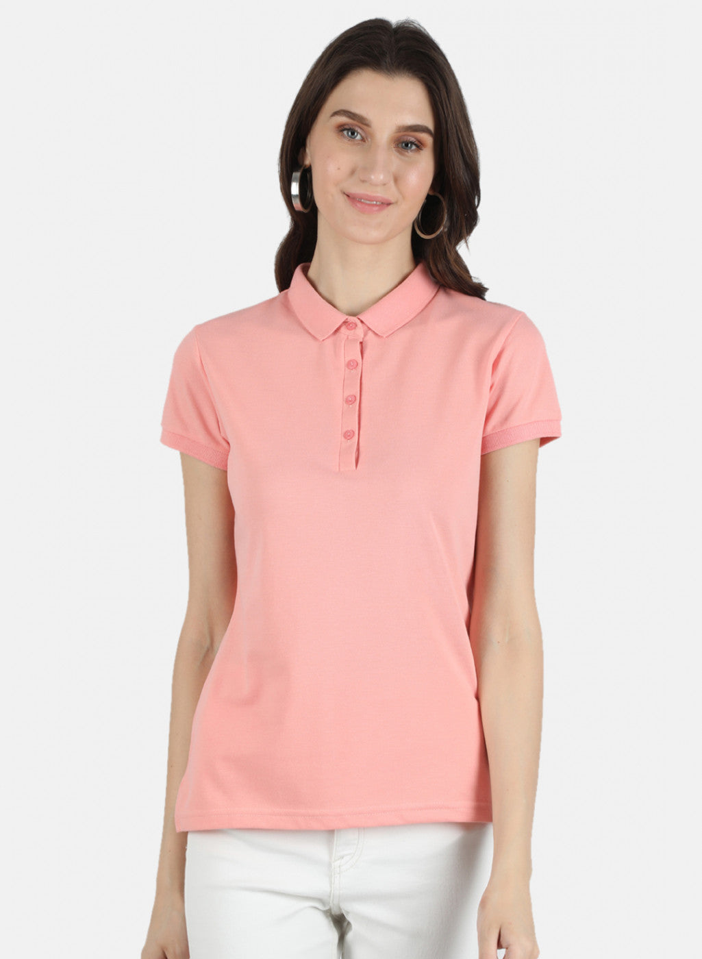 Buy Women Peach Plain T-Shirt Online in India - Monte Carlo