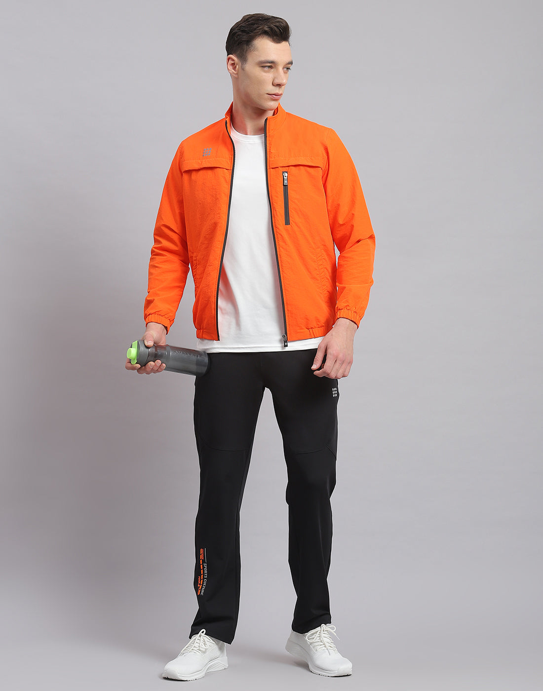 Buy Men Orange Solid Stand Collar Full Sleeve Jacket Online in