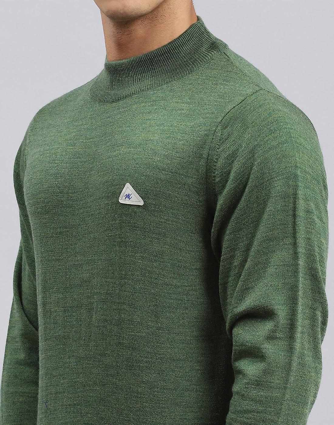 Men Green Solid Turtle Neck Full Sleeve Pullover