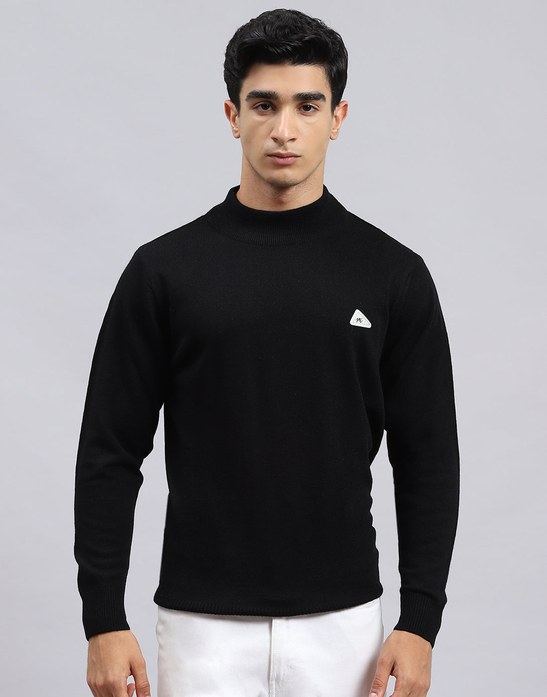 Men Black Solid Turtle Neck Full Sleeve Pullover