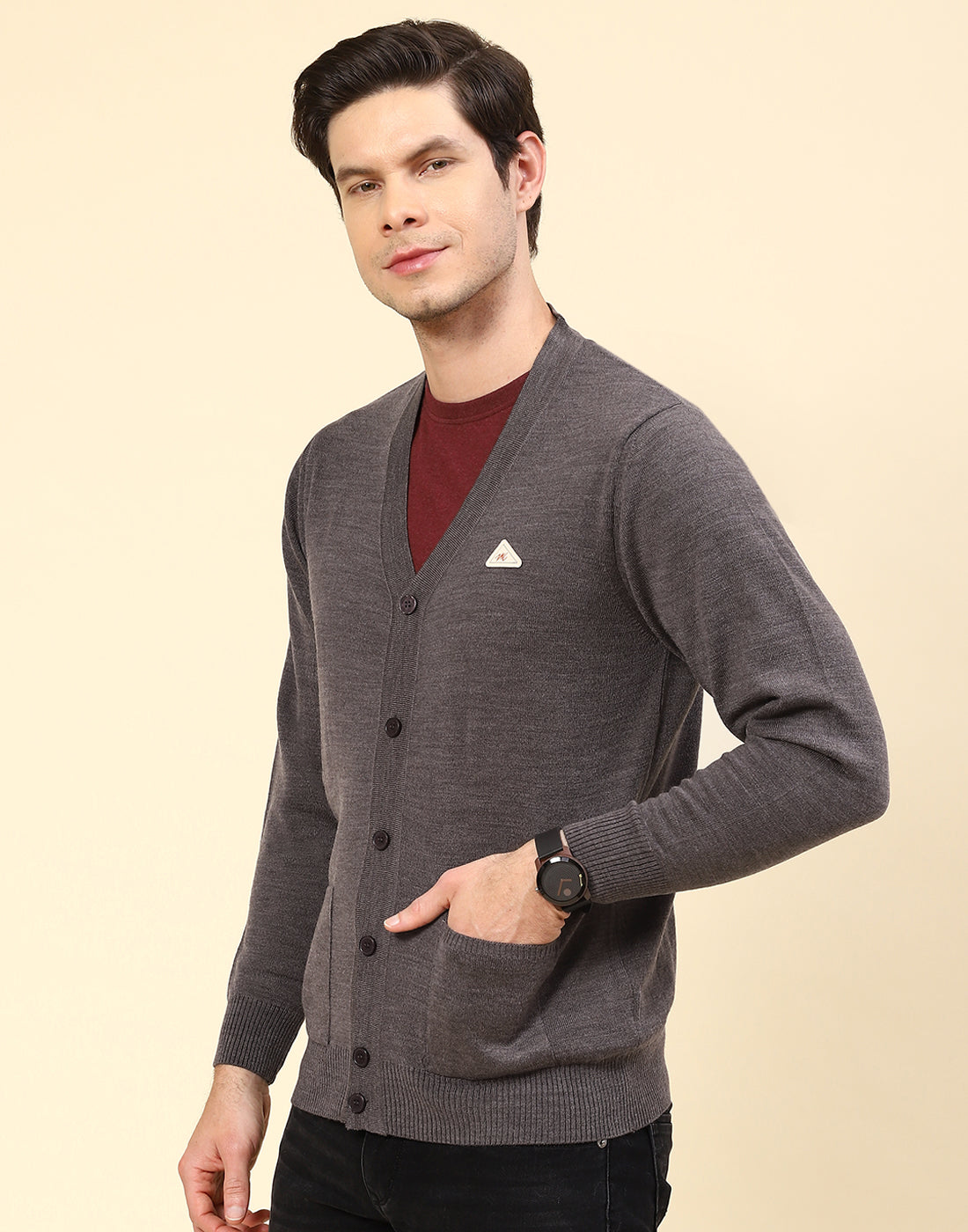 High offers neck versatile simple and comfortable warm men's cardigan