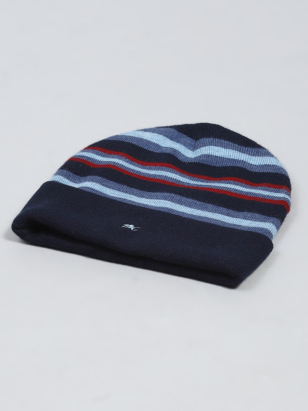 Men Navy Blue Self Design Cap