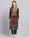 Women Green Printed Round Neck Full Sleeve Kurti Set for Winter