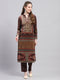 Women Maroon Printed Round Neck Full Sleeve Kurti Set for Winter