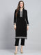 Women Black Embroidered Round Neck Full Sleeve Kurti Set for Winter