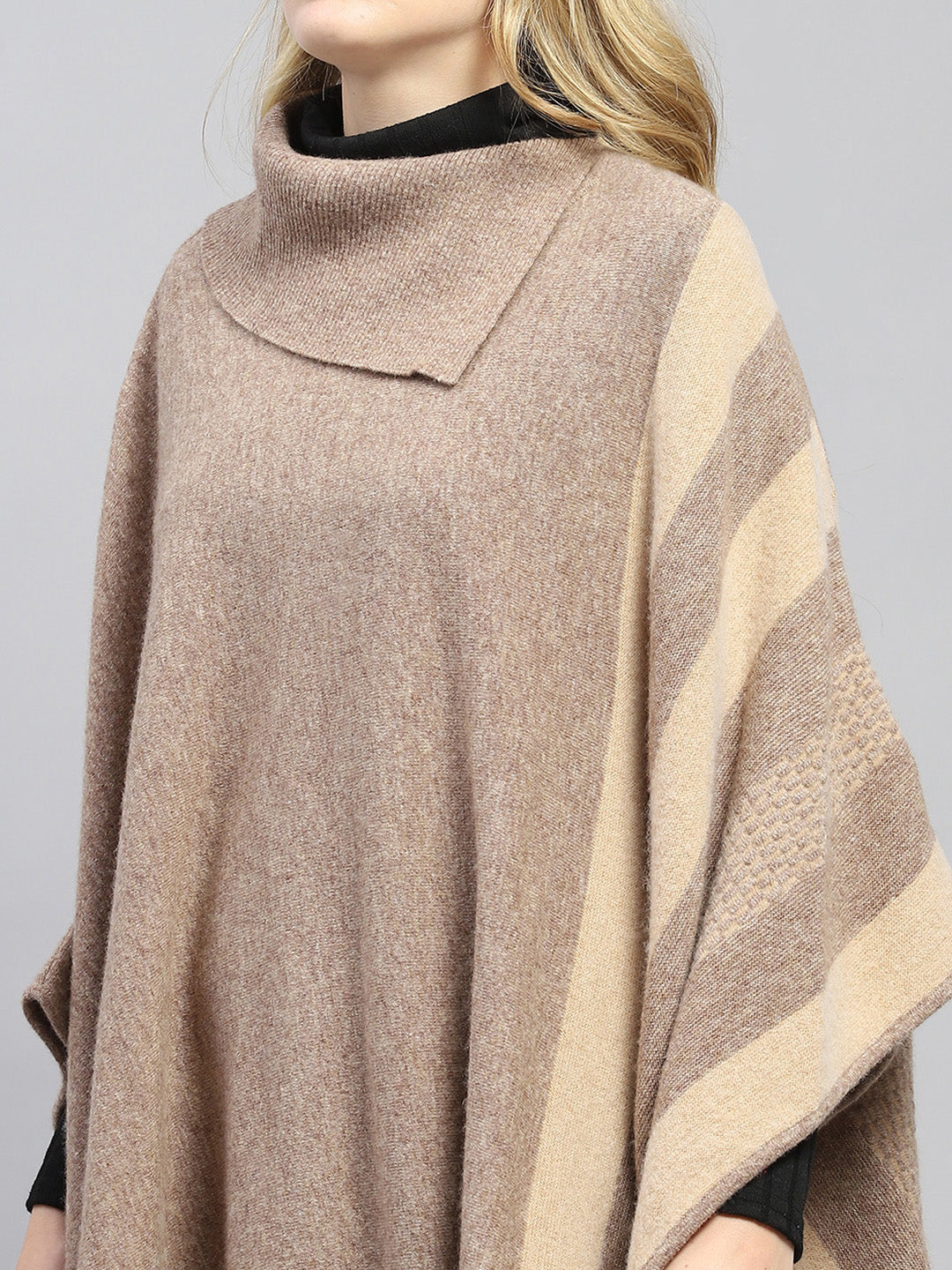 Women Khaki Solid Poncho