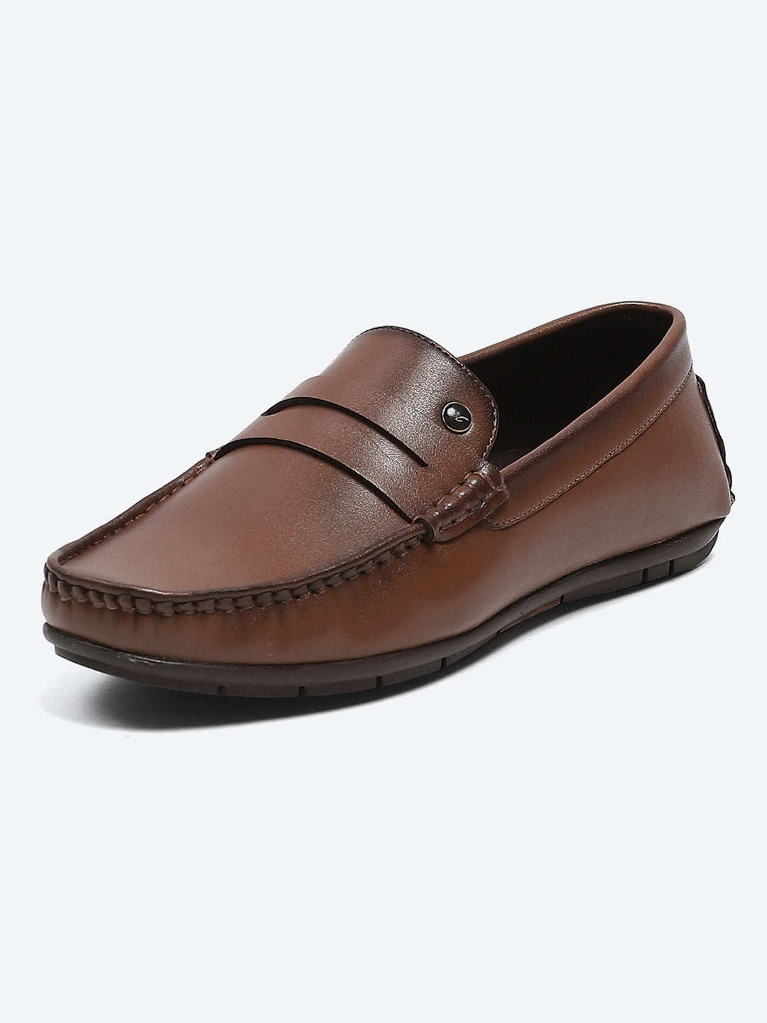 Men Tan Slip on Microfibre Loafers