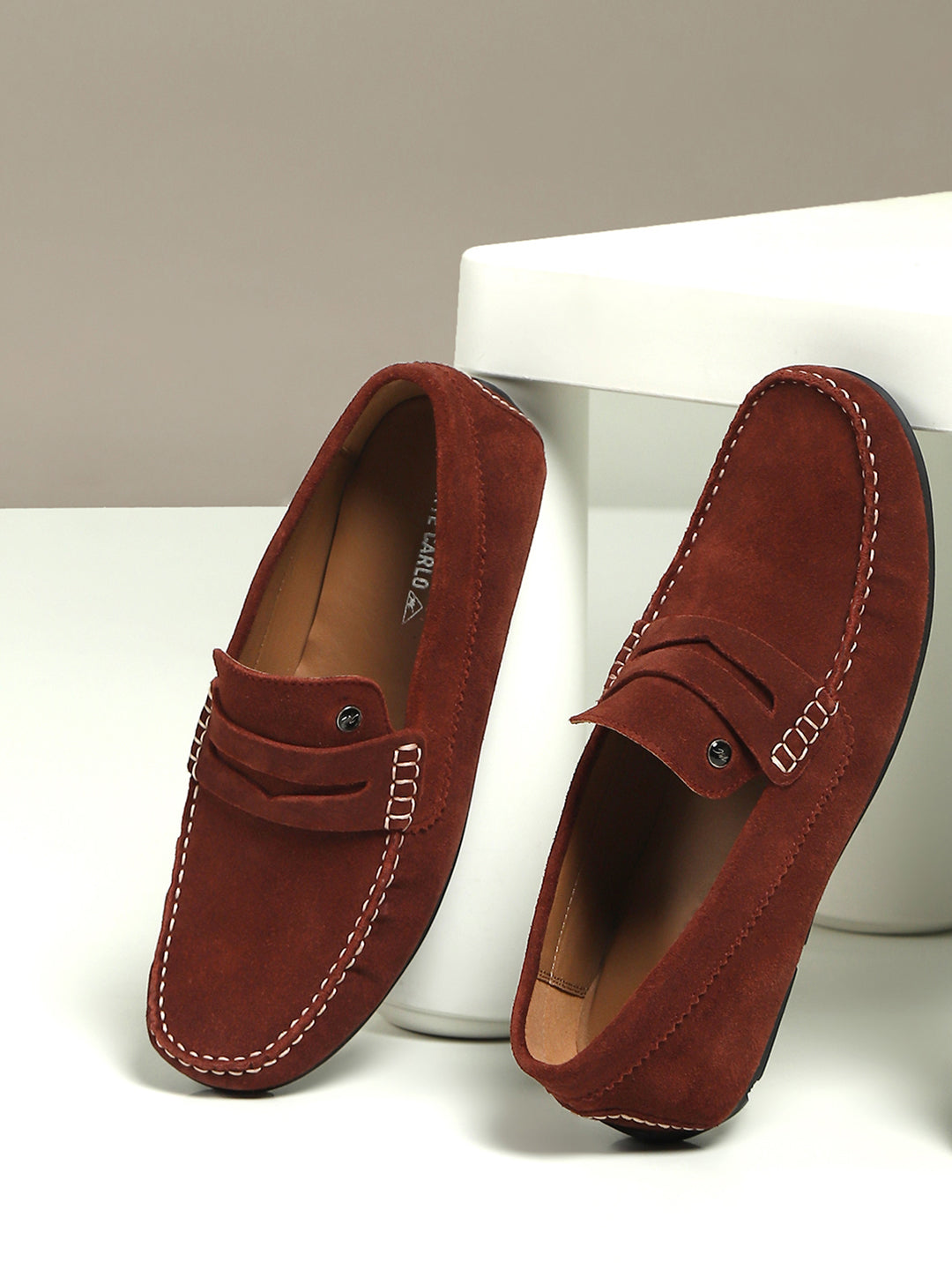 Men Maroon Slip-On Genuine Leather Loafer