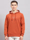 Men Rust Printed Hooded Full Sleeve T-Shirt