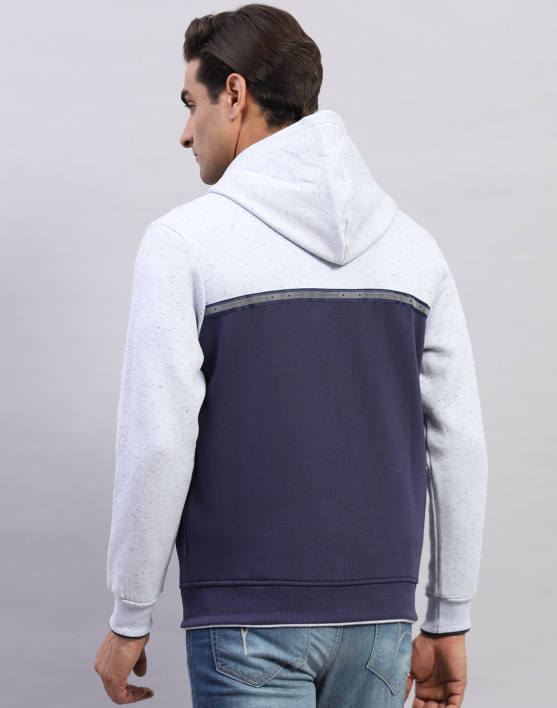 Men Blue Solid Hooded Full Sleeve Sweatshirt