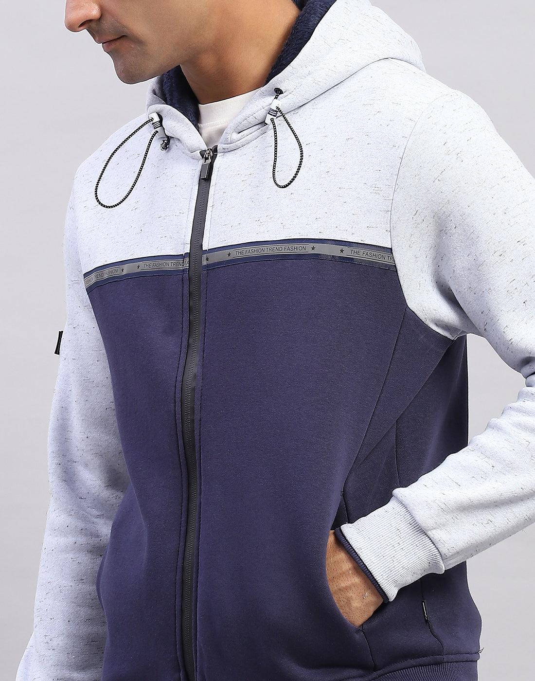 Men Blue Solid Hooded Full Sleeve Sweatshirt