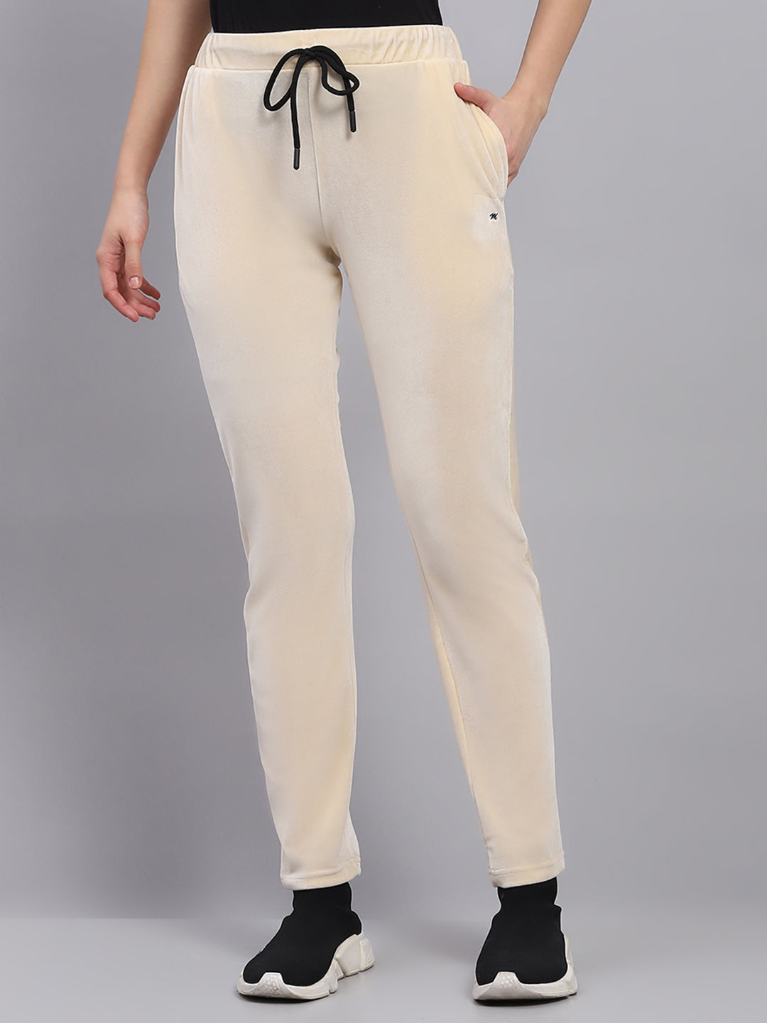 Women Beige Solid Regular Fit Lower