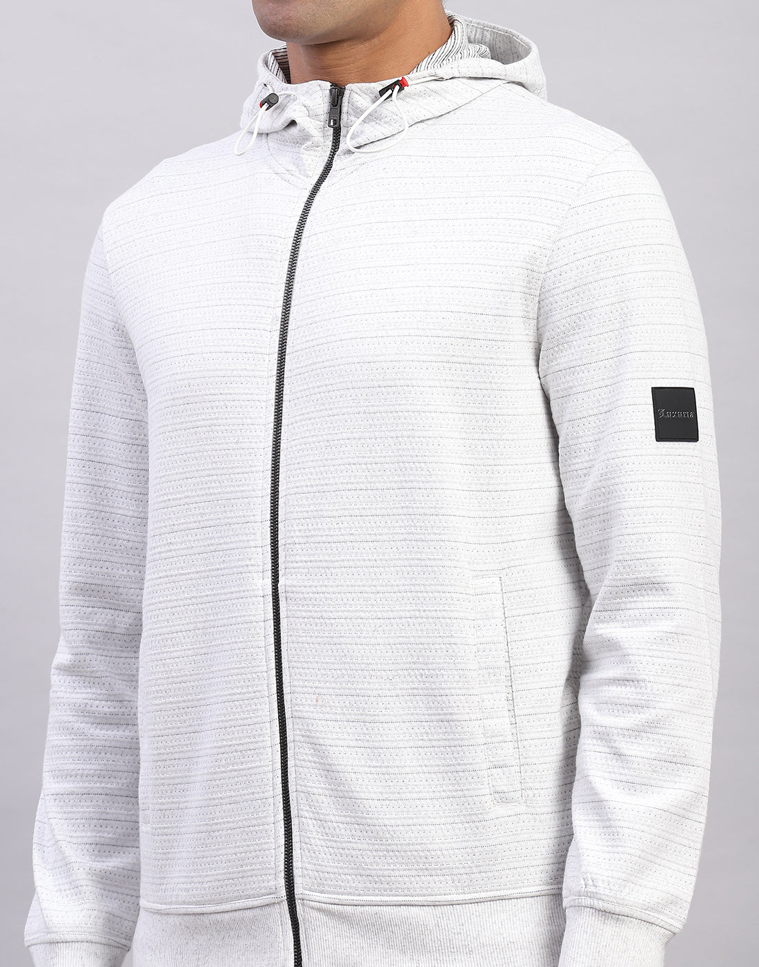 Men White Solid Hooded Full Sleeve Sweatshirt