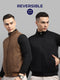 Men Black & Brown Self Design Mock Neck Sleeveless Reversible Jacket