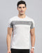 Men Grey Self Design Round Neck Half Sleeve T-Shirt