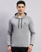 Men Grey Solid Hooded Full Sleeve T-Shirt