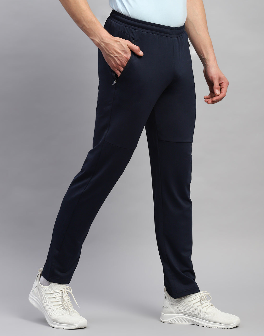 Men Navy Blue Solid Regular Fit Lower