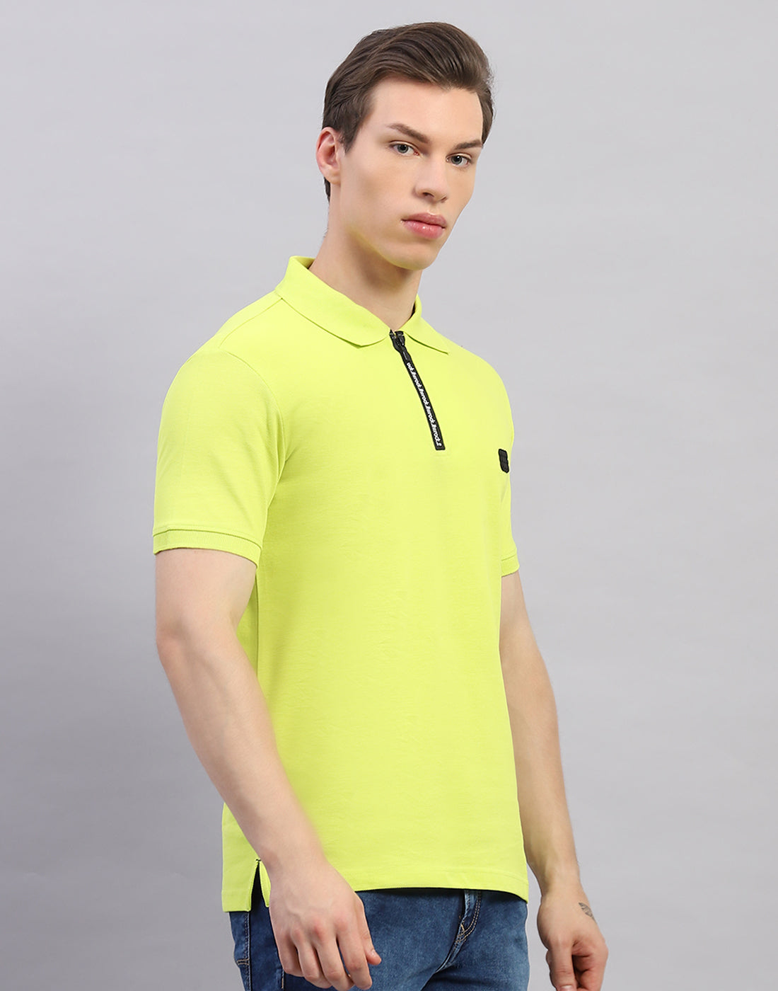 Men Green Solid Polo Collar Half Sleeve T-Shirt