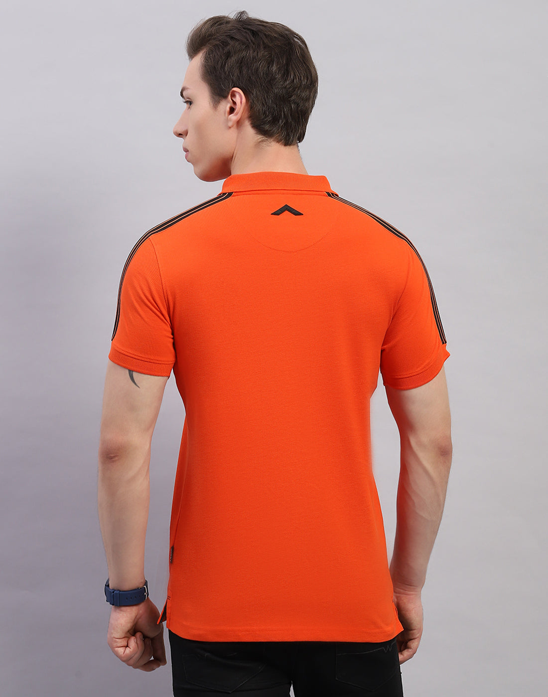 Men Orange Solid Polo Collar Half Sleeve T-Shirt