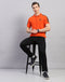 Men Orange Solid Polo Collar Half Sleeve T-Shirt