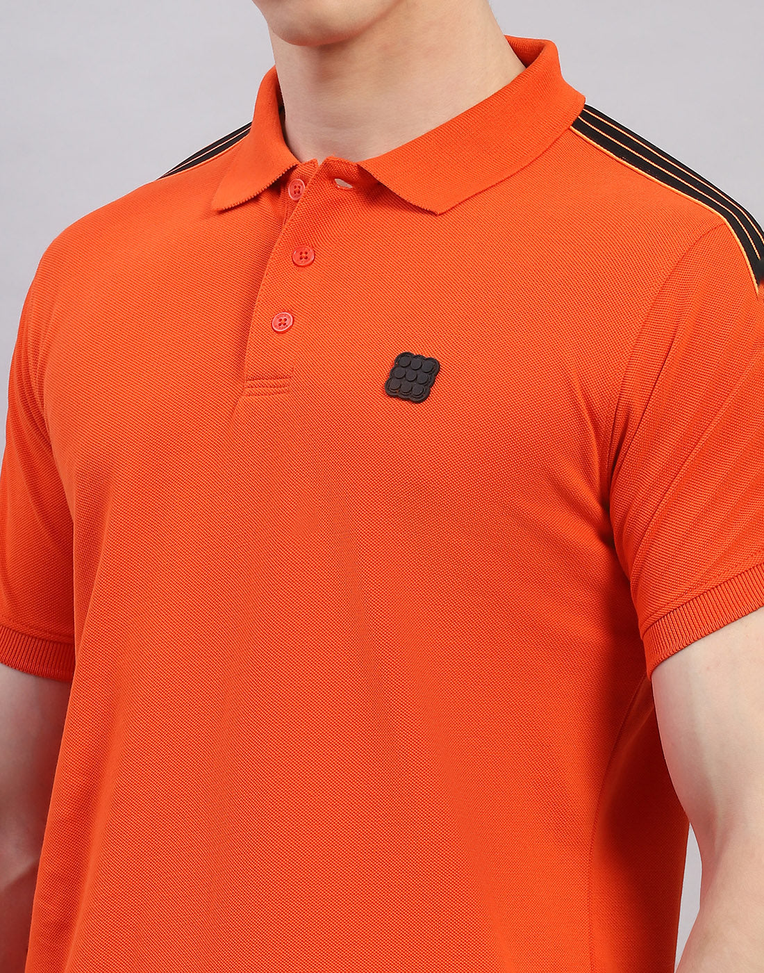 Men Orange Solid Polo Collar Half Sleeve T-Shirt