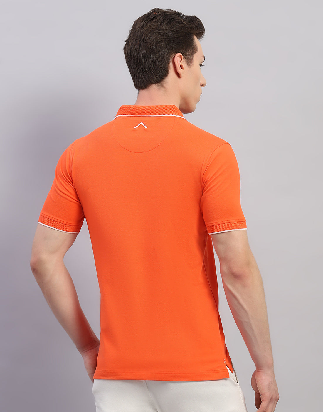 Men Orange Solid Polo Collar Half Sleeve T-Shirt