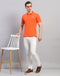 Men Orange Solid Polo Collar Half Sleeve T-Shirt