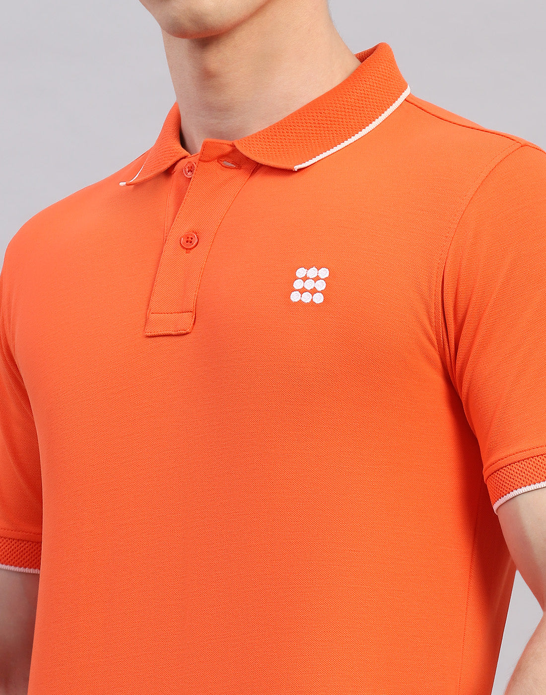 Men Orange Solid Polo Collar Half Sleeve T-Shirt