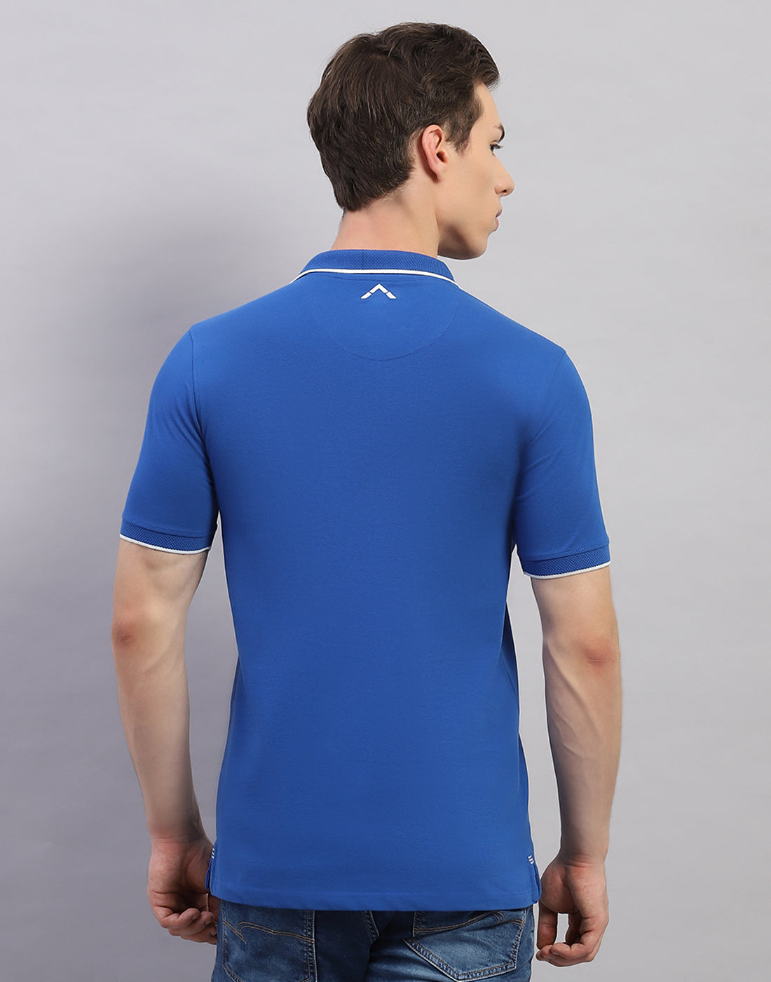 Men Blue Solid Polo Collar Half Sleeve T-Shirt