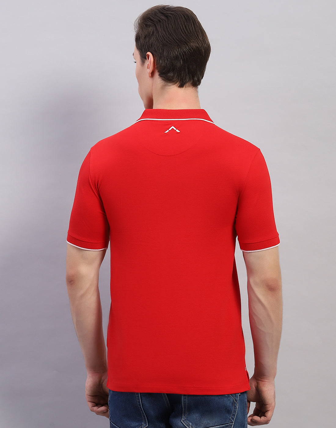 Men Red Solid Polo Collar Half Sleeve T-Shirt