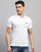 Men White Solid Polo Collar Half Sleeve T-Shirt