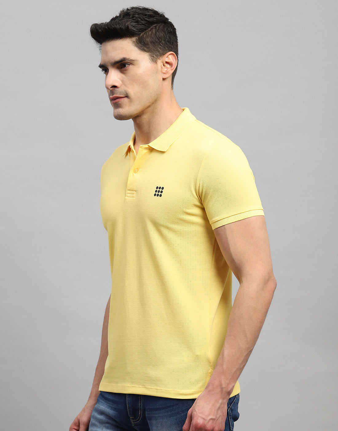 Men Yellow Solid Polo Collar Half Sleeve T-Shirt