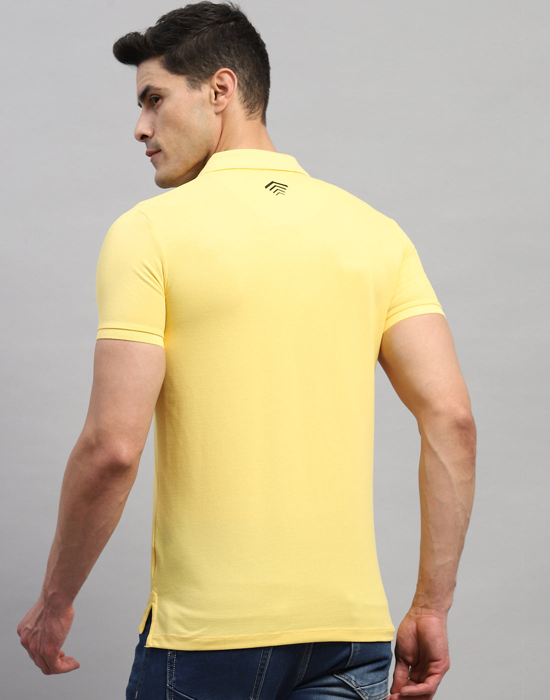 Men Yellow Solid Polo Collar Half Sleeve T-Shirt