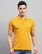 Men Mustard Solid Polo Collar Half Sleeve T-Shirt