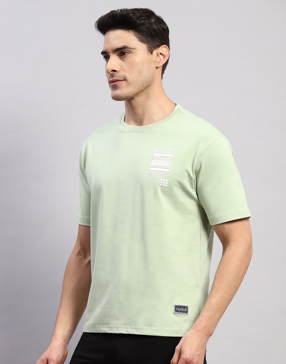 Men Green Printed Round Neck Half Sleeve T-Shirt