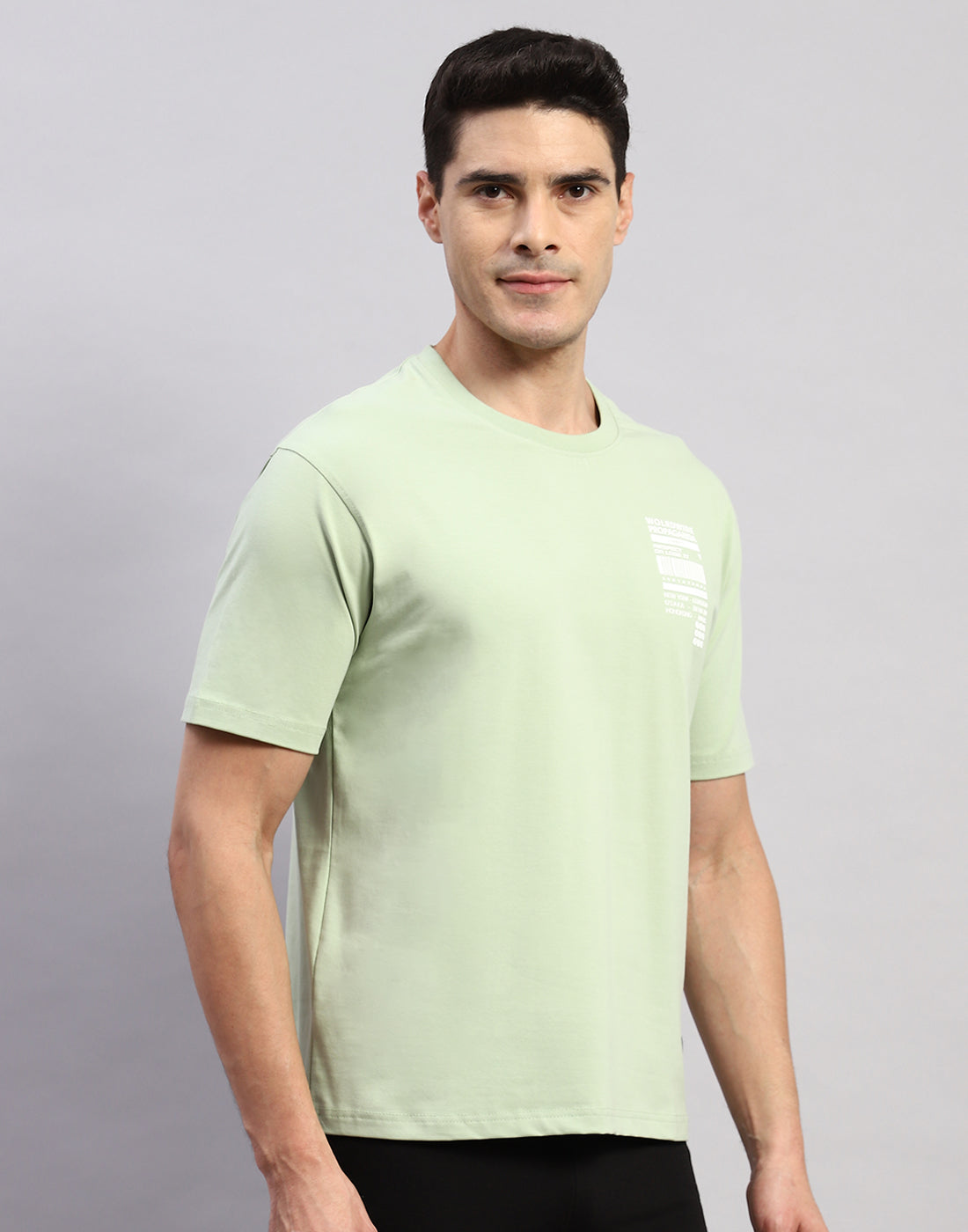 Men Green Printed Round Neck Half Sleeve T-Shirt