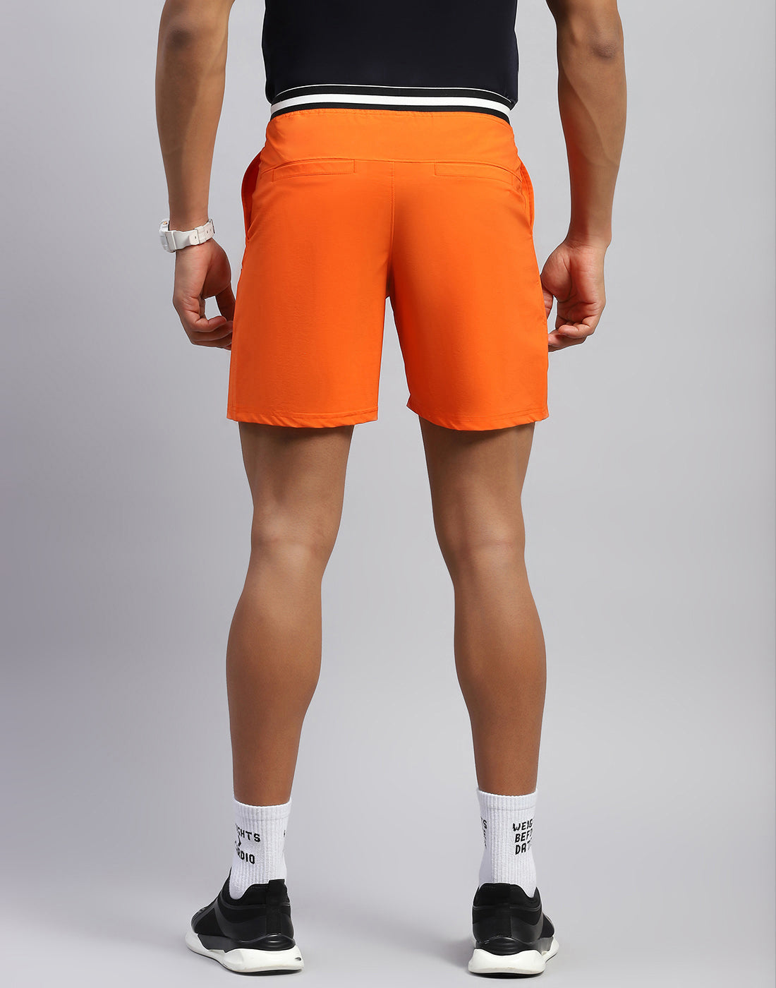 Men Orange Solid Smart Fit Short