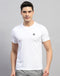 Men White Solid Round Neck Half Sleeve T-Shirt