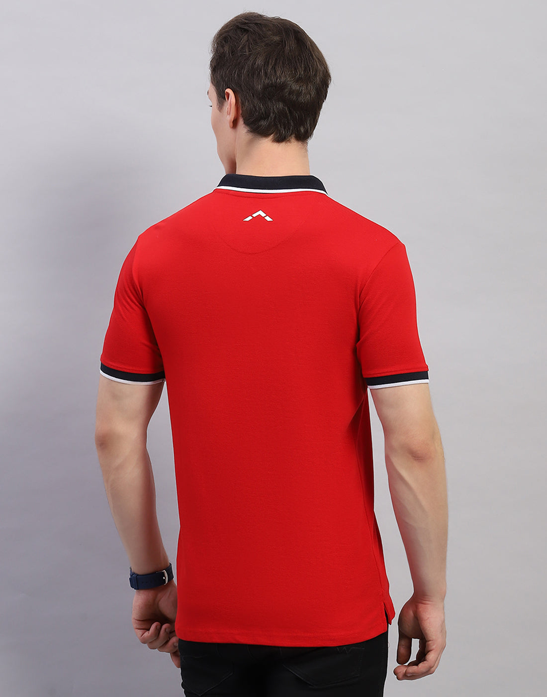 Men Red Solid Polo Collar Half Sleeve T-Shirt