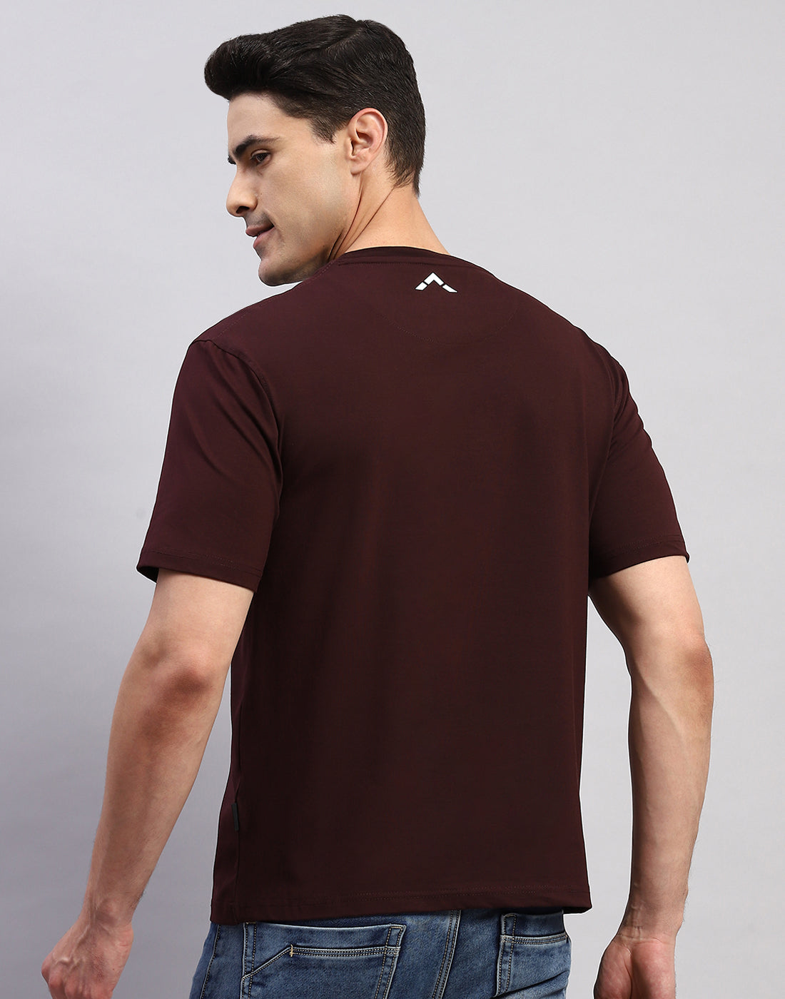 Men Maroon Printed Round Neck Half Sleeve T-Shirt