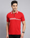 Men Red Solid Collar Half Sleeve T-Shirt