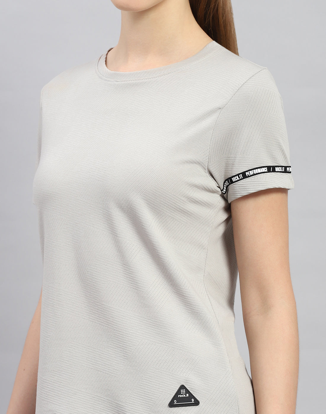 Women Grey Solid Round Neck Half Sleeve Top